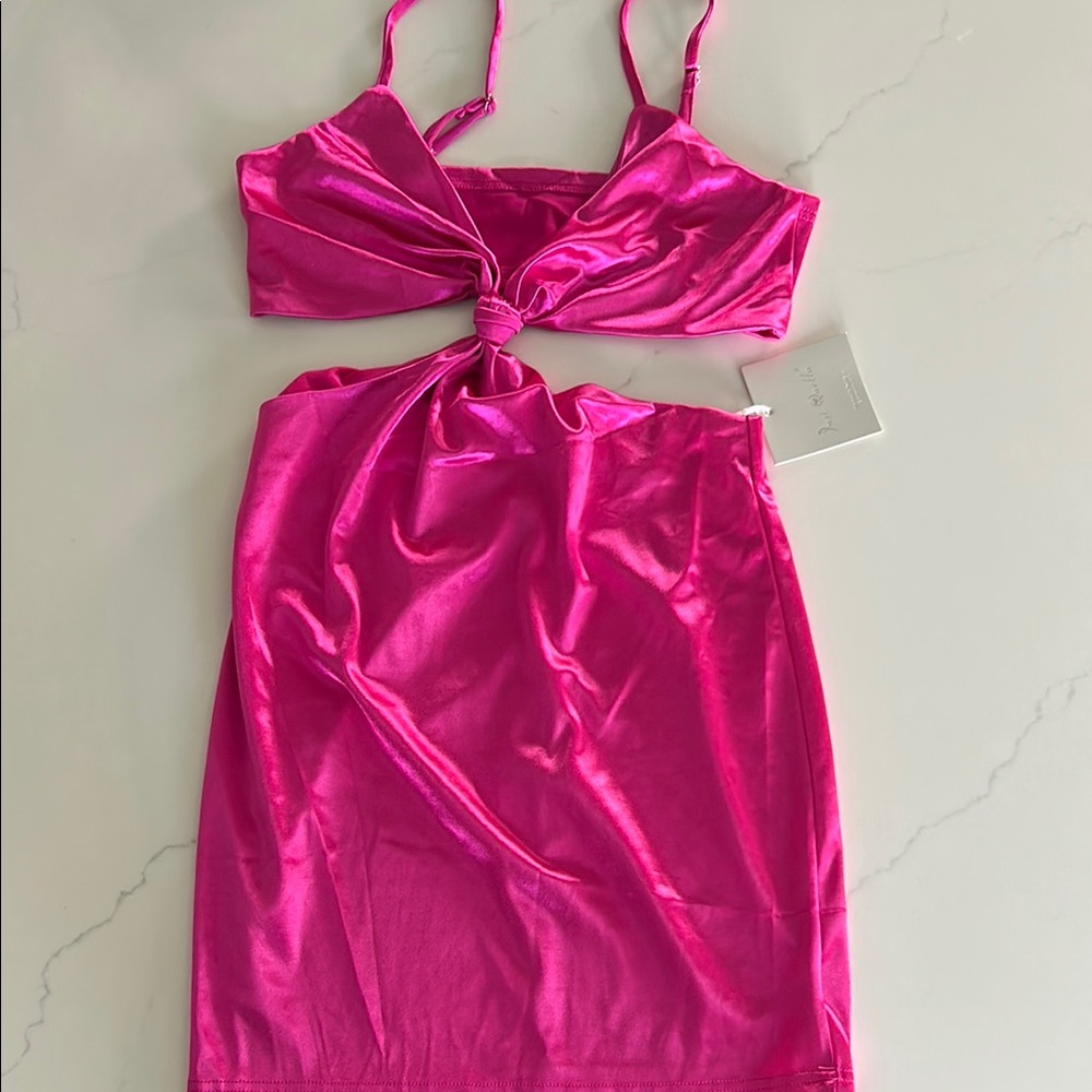 Brand new with tags hot pink silky mini dress with connecting top